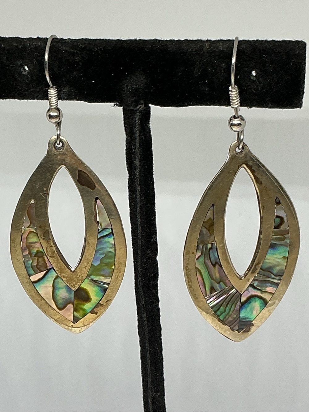 Vintage Abalone Dangle Earrings Mexico